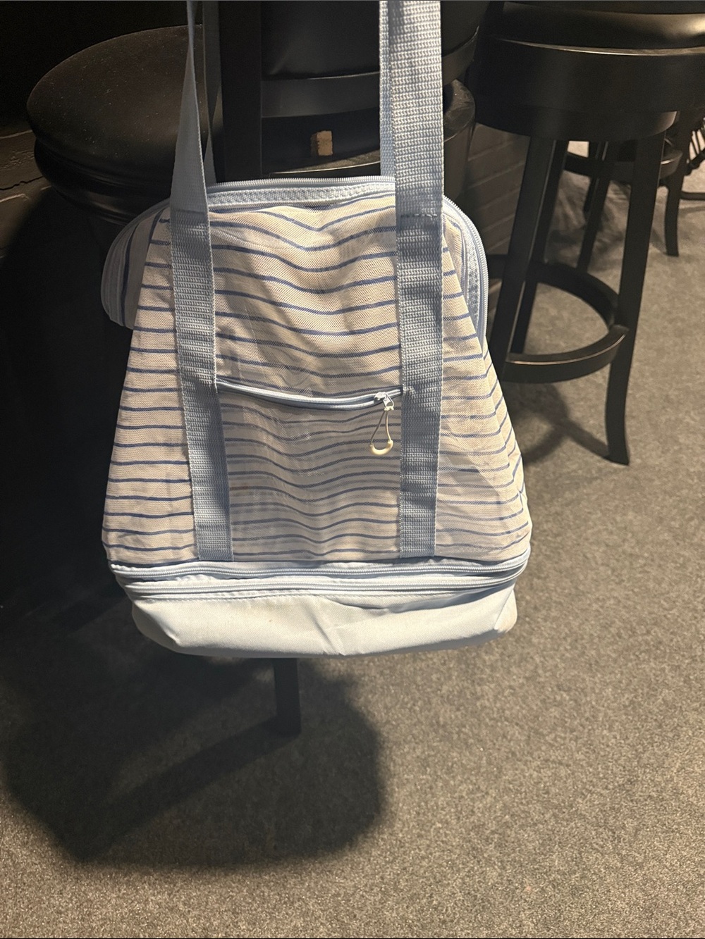 Light Blue & White Striped Men’s Tote Bag